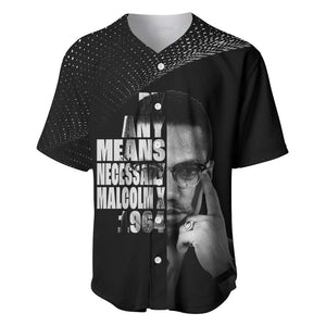 African America Heroes Malcolm X Baseball Jersey By Any Means Necessary - African Pride