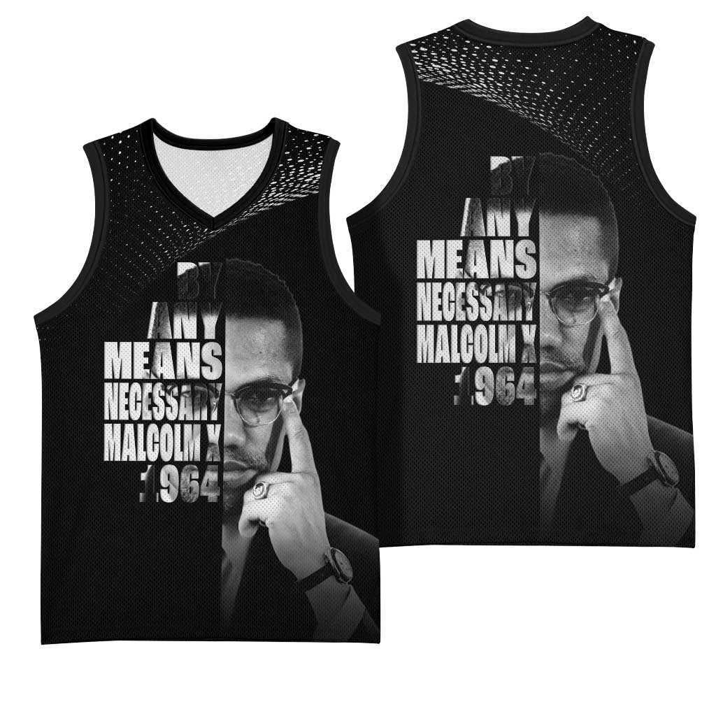 African America Heroes Malcolm X Basketball Jersey By Any Means Necessary - African Pride