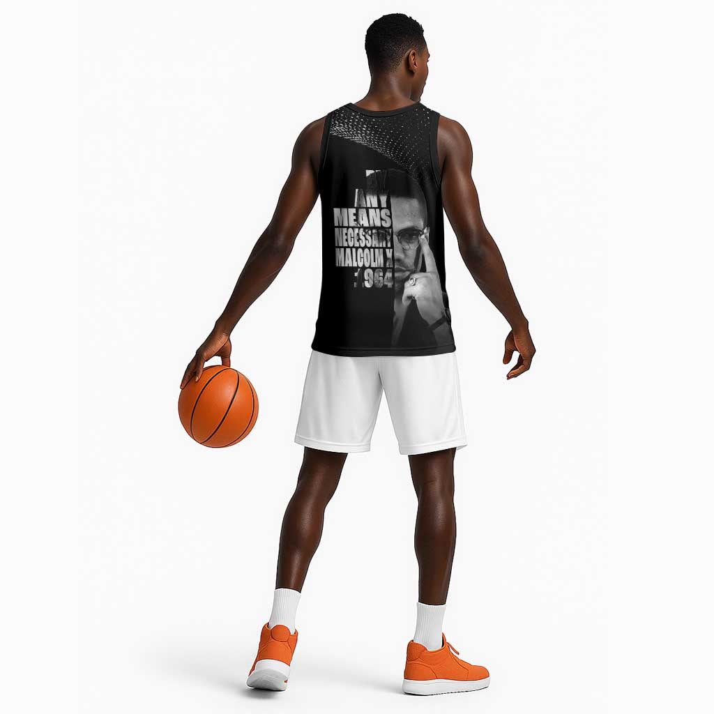 African America Heroes Malcolm X Basketball Jersey By Any Means Necessary - African Pride