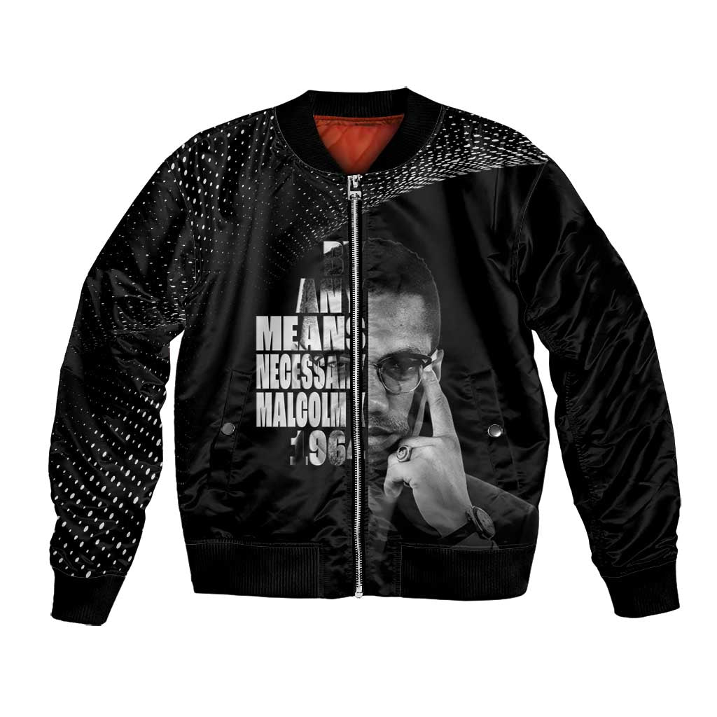 African America Heroes Malcolm X Bomber Jacket By Any Means Necessary - African Pride