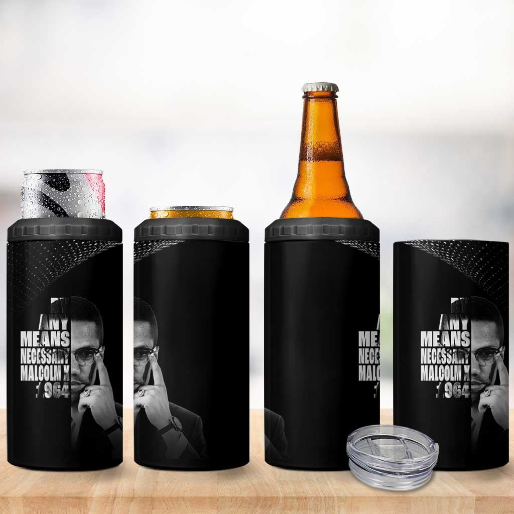 African America Heroes Malcolm X 4 in 1 Can Cooler Tumbler By Any Means Necessary - African Pride