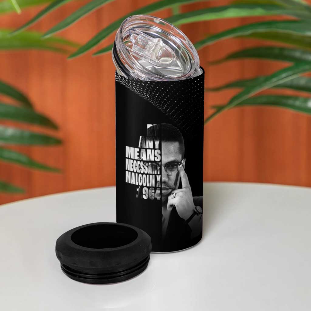African America Heroes Malcolm X 4 in 1 Can Cooler Tumbler By Any Means Necessary - African Pride