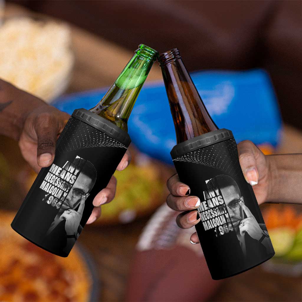 African America Heroes Malcolm X 4 in 1 Can Cooler Tumbler By Any Means Necessary - African Pride