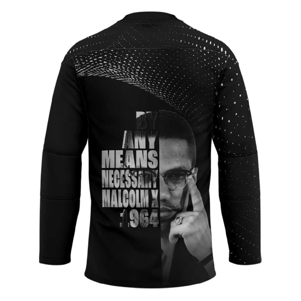 Malcolm X El-Hajj Malik El-Shabazz Hockey Jersey By Any Means Necessary
