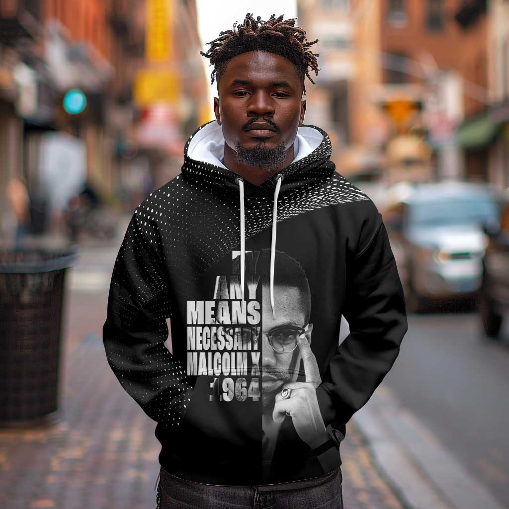 African America Heroes Malcolm X Hoodie By Any Means Necessary - African Pride