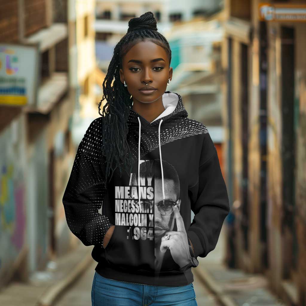 African America Heroes Malcolm X Hoodie By Any Means Necessary - African Pride