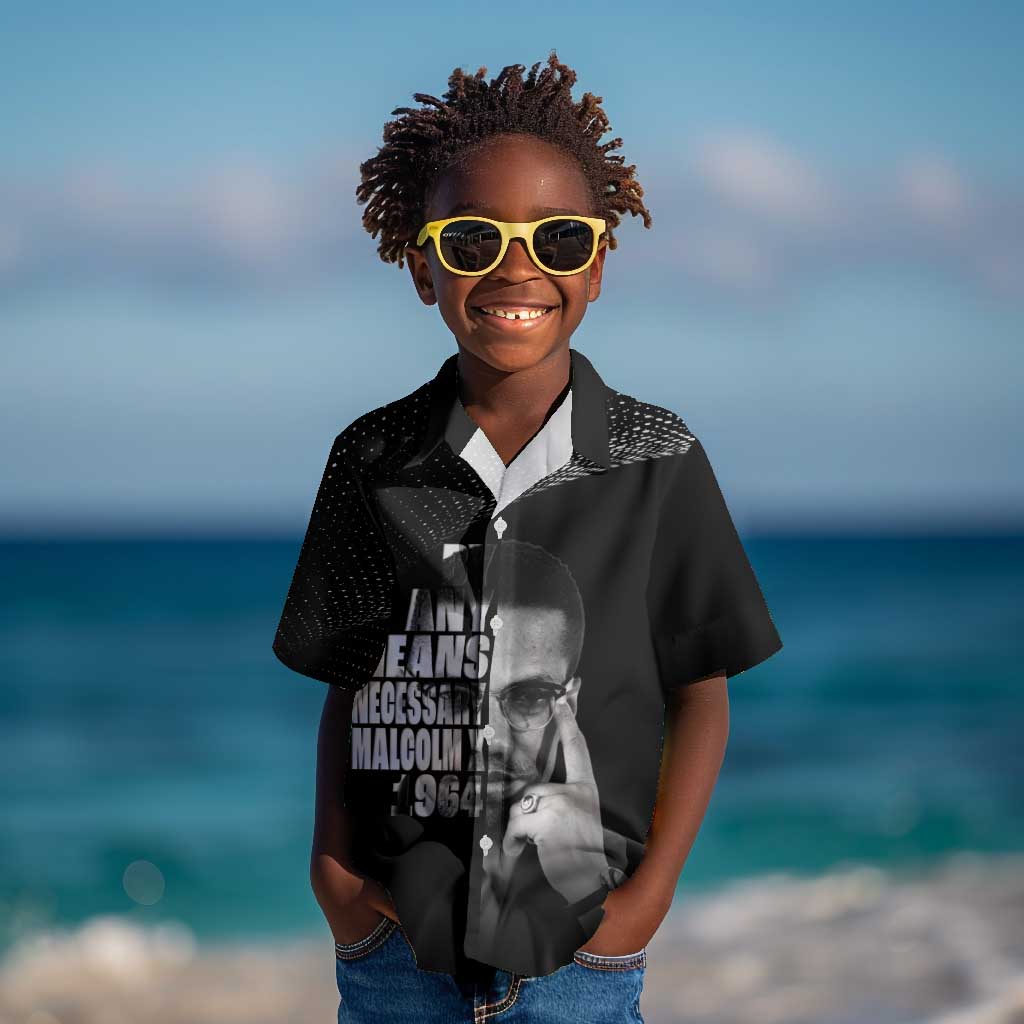 African America Heroes Malcolm X Kid Hawaiian Shirt By Any Means Necessary - African Pride