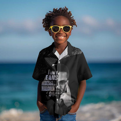 African America Heroes Malcolm X Kid Hawaiian Shirt By Any Means Necessary - African Pride