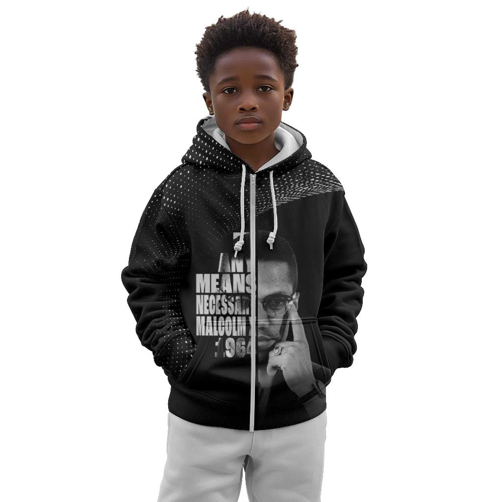 African America Heroes Malcolm X Kid Hoodie By Any Means Necessary - African Pride