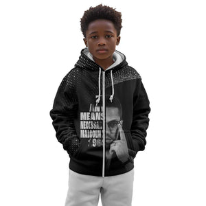 African America Heroes Malcolm X Kid Hoodie By Any Means Necessary - African Pride
