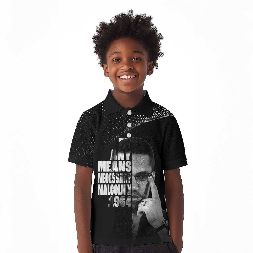 African America Heroes Malcolm X Kid Polo Shirt By Any Means Necessary - African Pride