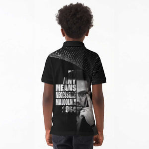 African America Heroes Malcolm X Kid Polo Shirt By Any Means Necessary - African Pride