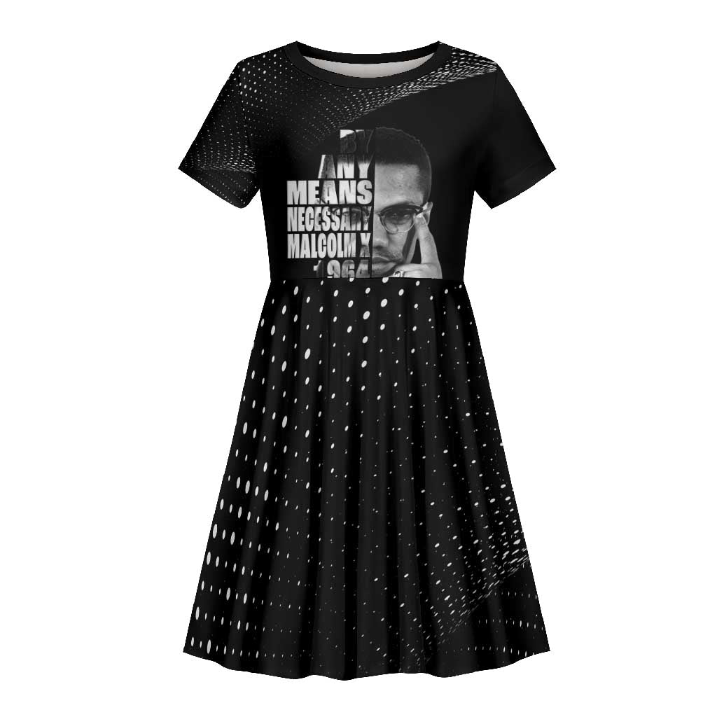 African America Heroes Malcolm X Kid Short Sleeve Dress By Any Means Necessary - African Pride