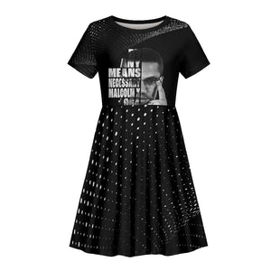 African America Heroes Malcolm X Kid Short Sleeve Dress By Any Means Necessary - African Pride