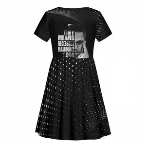 African America Heroes Malcolm X Kid Short Sleeve Dress By Any Means Necessary - African Pride