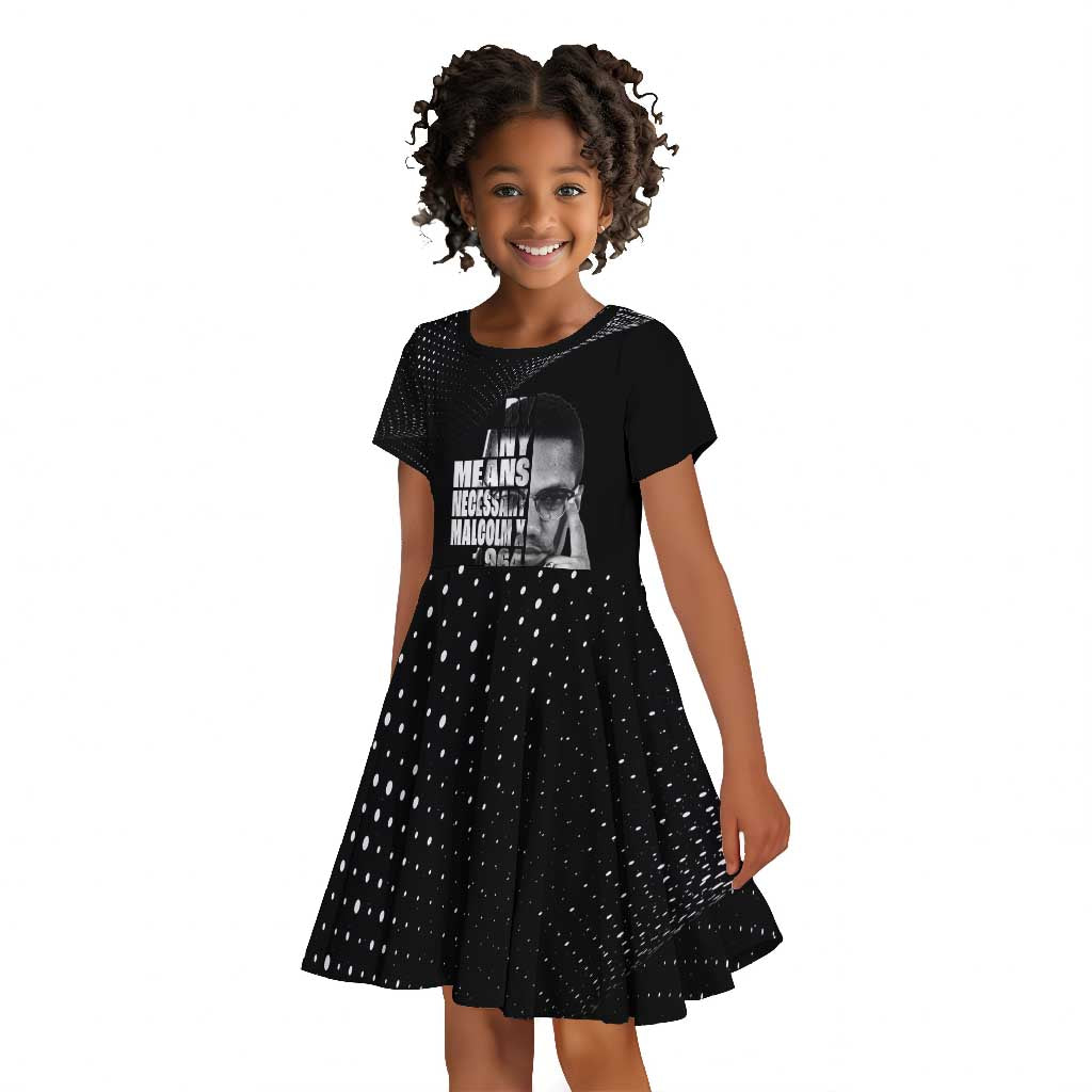 African America Heroes Malcolm X Kid Short Sleeve Dress By Any Means Necessary - African Pride