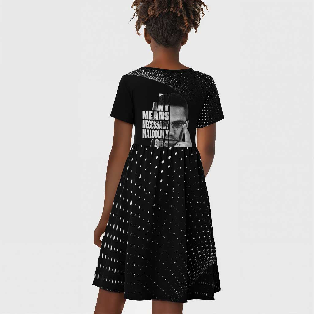 African America Heroes Malcolm X Kid Short Sleeve Dress By Any Means Necessary - African Pride
