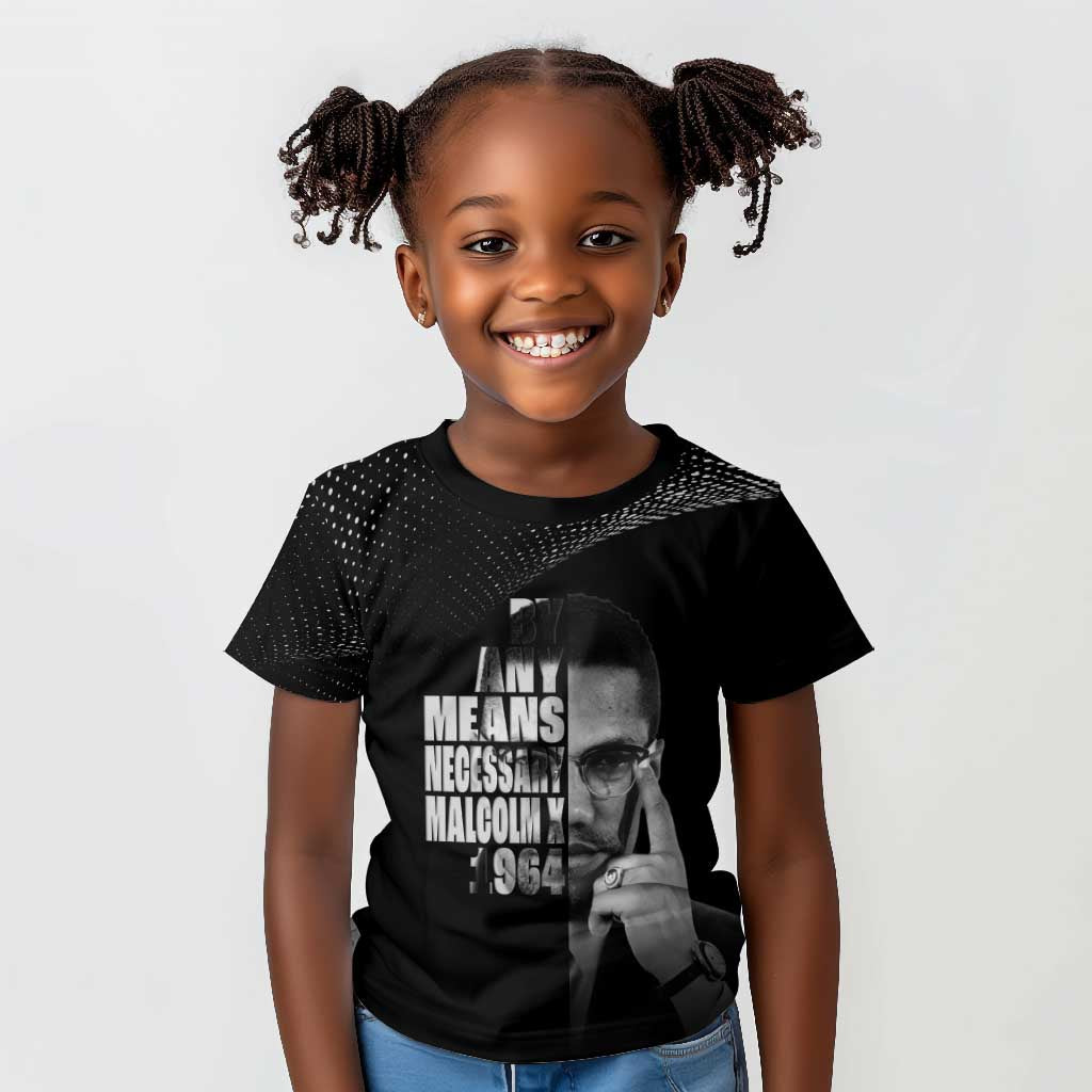 African America Heroes Malcolm X Kid T shirt By Any Means Necessary - African Pride