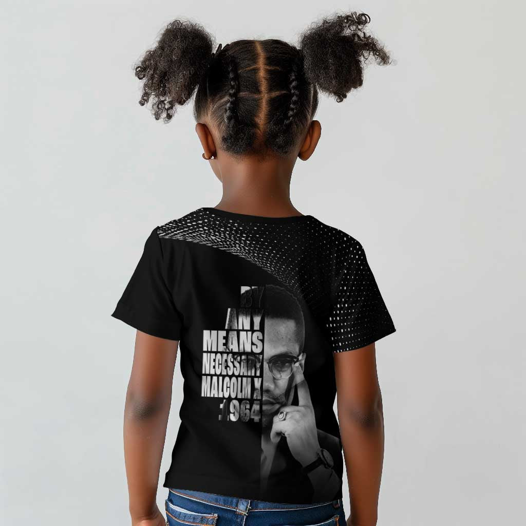 African America Heroes Malcolm X Kid T shirt By Any Means Necessary - African Pride