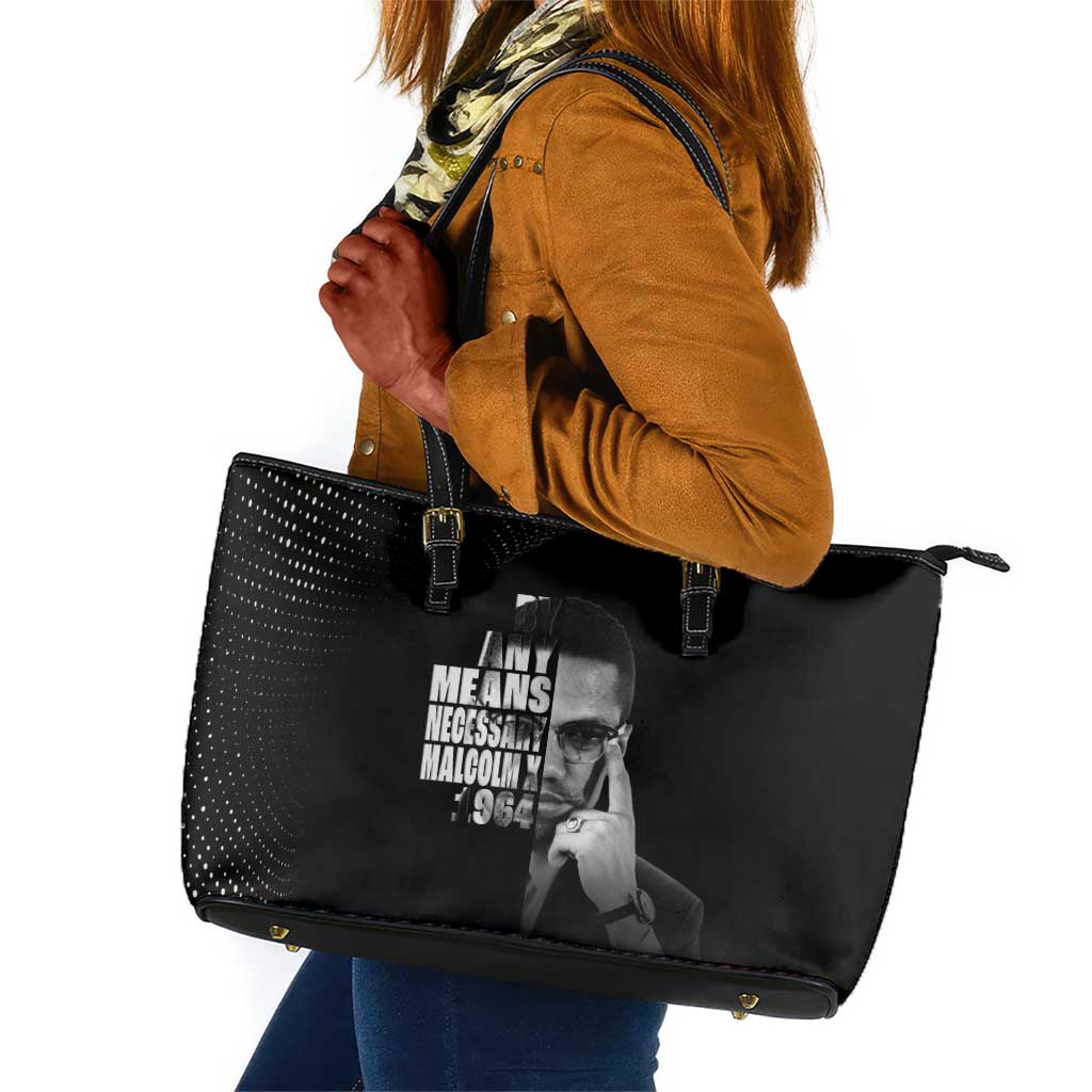 African America Heroes Malcolm X Leather Tote Bag By Any Means Necessary - African Pride