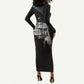 African America Heroes Malcolm X Long Sleeve Bodycon Dress By Any Means Necessary - African Pride