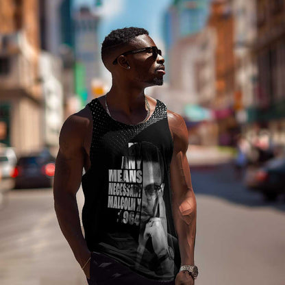 African America Heroes Malcolm X Men Tank Top By Any Means Necessary - African Pride