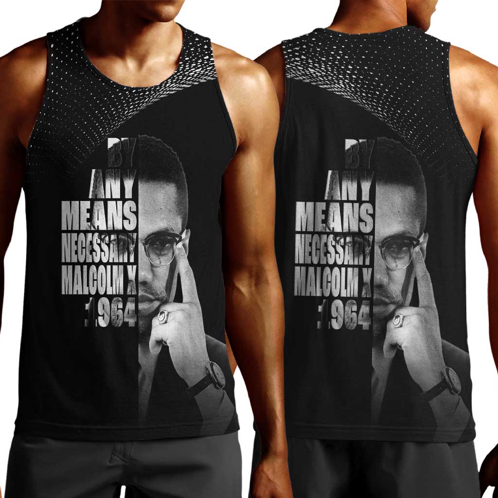 African America Heroes Malcolm X Men Tank Top By Any Means Necessary - African Pride