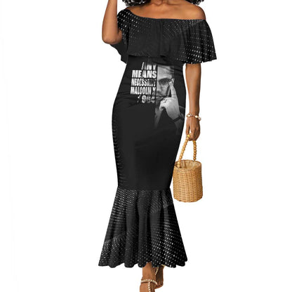 African America Heroes Malcolm X Mermaid Dress By Any Means Necessary - African Pride