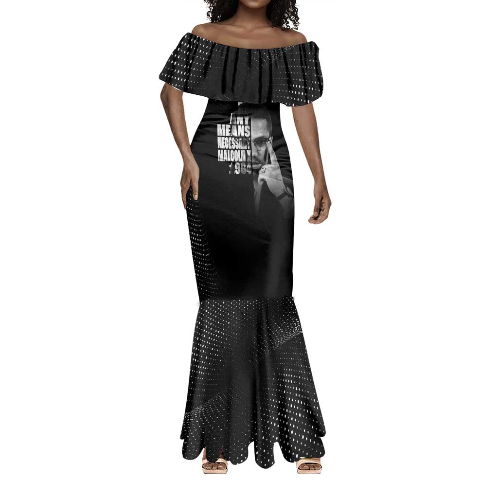 African America Heroes Malcolm X Mermaid Dress By Any Means Necessary - African Pride