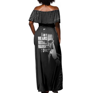 African America Heroes Malcolm X Off Shoulder Maxi Dress By Any Means Necessary - African Pride