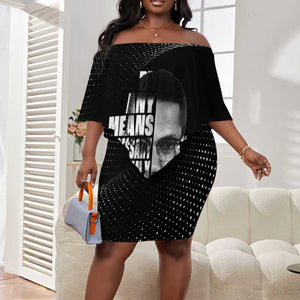 African America Heroes Malcolm X Off Shoulder Short Dress By Any Means Necessary - African Pride