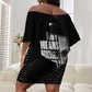 African America Heroes Malcolm X Off Shoulder Short Dress By Any Means Necessary - African Pride