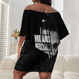 African America Heroes Malcolm X Off Shoulder Short Dress By Any Means Necessary - African Pride