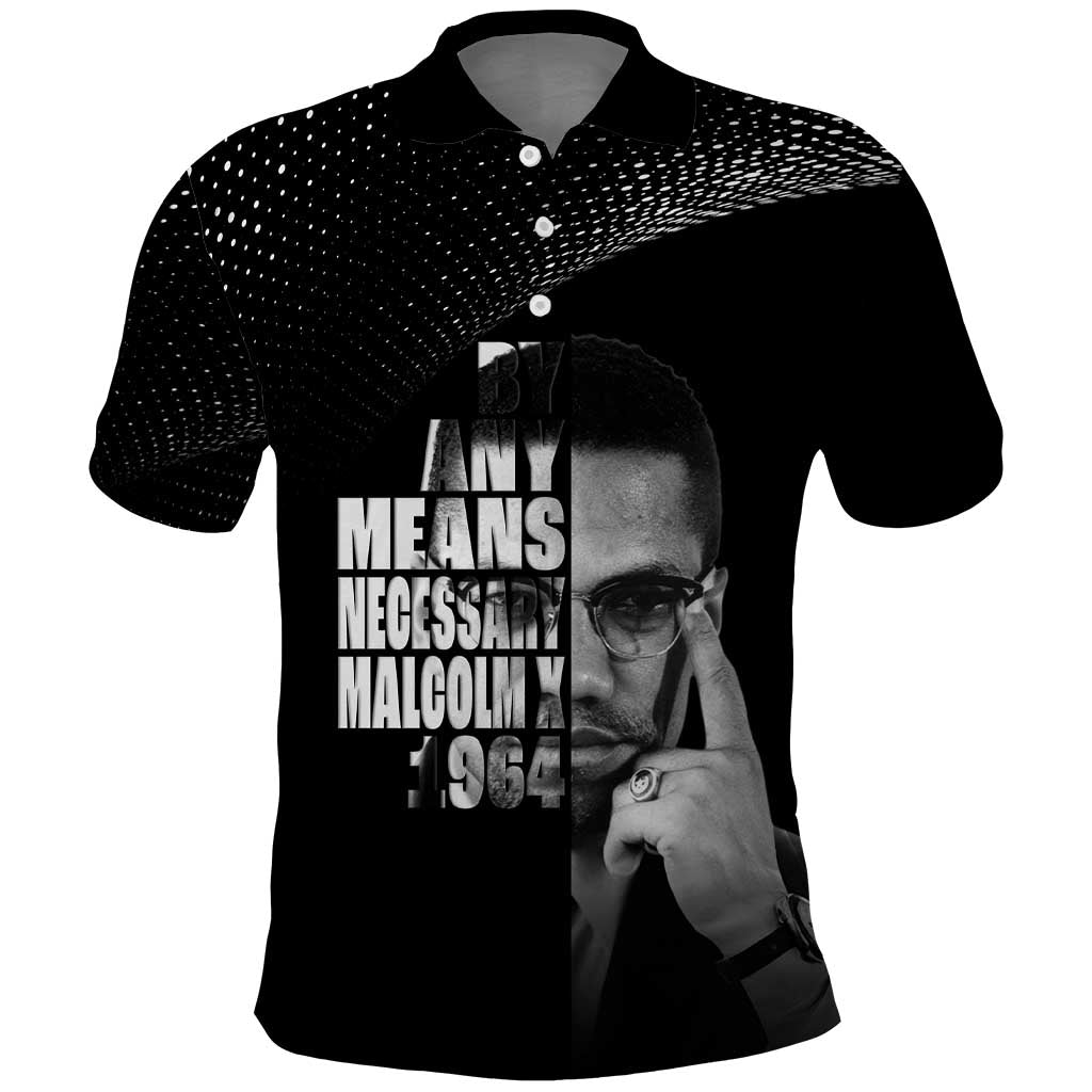 African America Heroes Malcolm X Polo Shirt By Any Means Necessary - African Pride