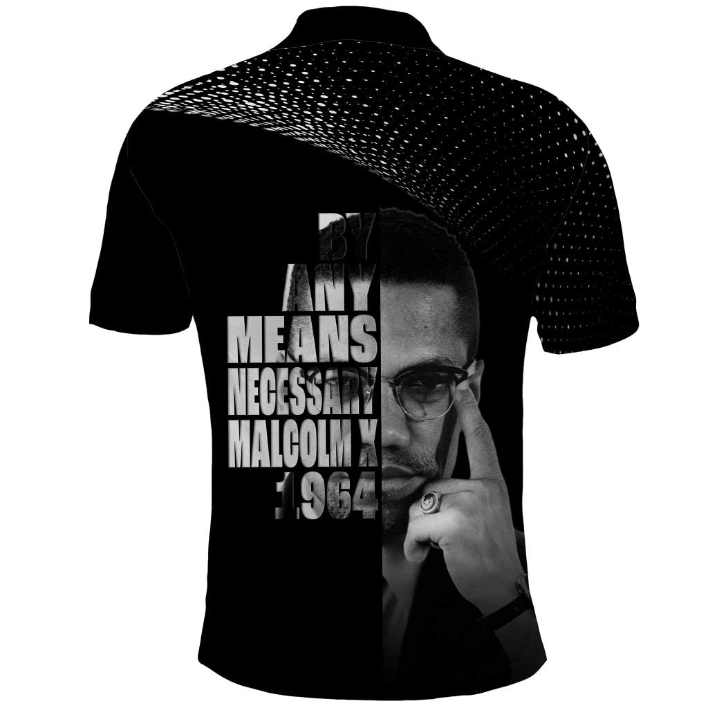 African America Heroes Malcolm X Polo Shirt By Any Means Necessary - African Pride