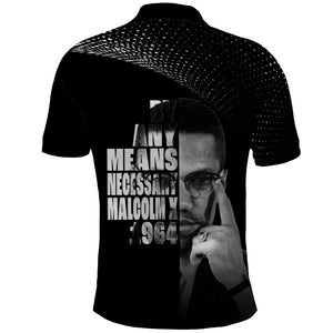 African America Heroes Malcolm X Polo Shirt By Any Means Necessary - African Pride