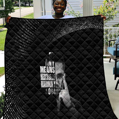 African America Heroes Malcolm X Quilt By Any Means Necessary - African Pride