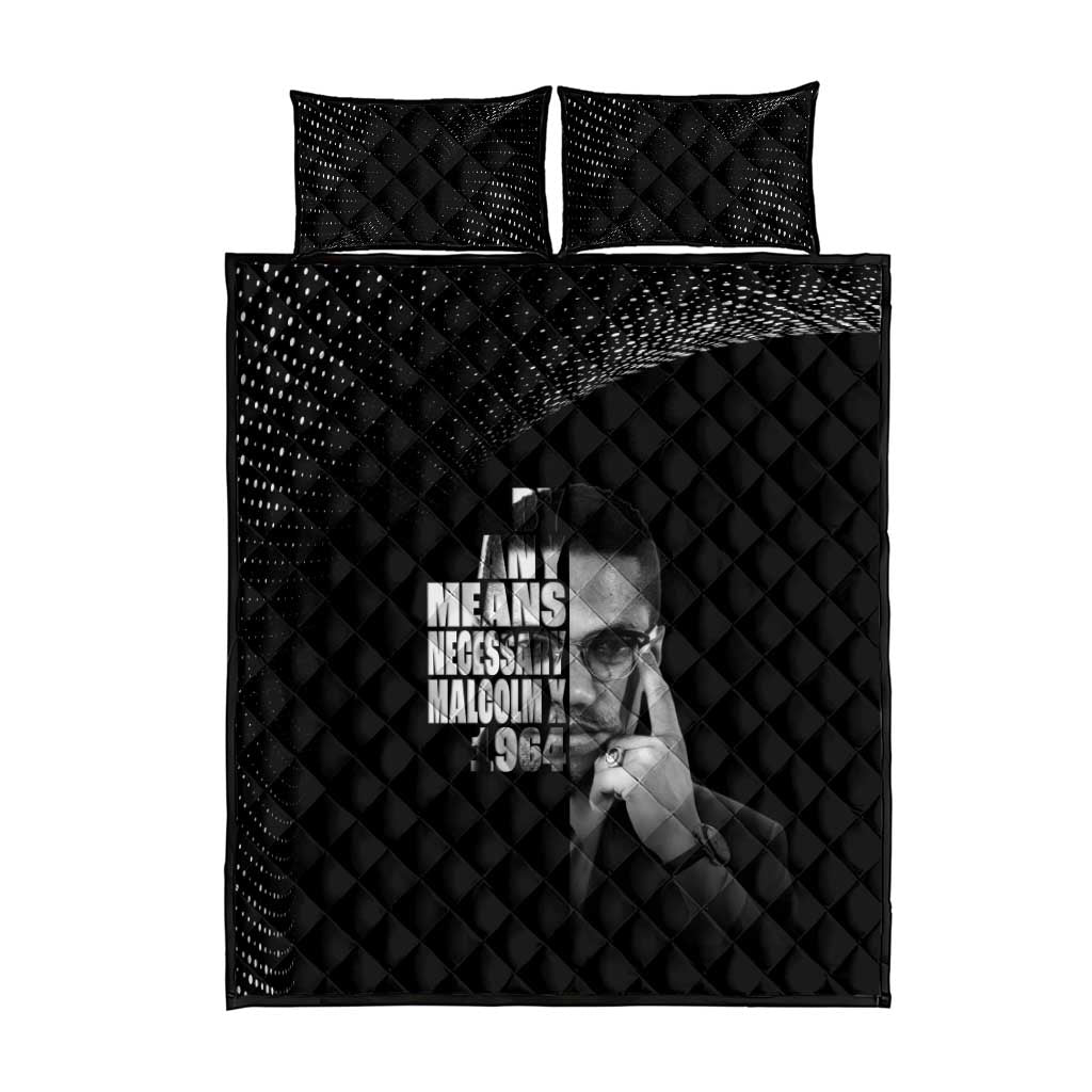 African America Heroes Malcolm X Quilt Bed Set By Any Means Necessary - African Pride