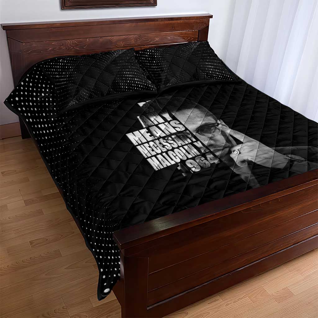 African America Heroes Malcolm X Quilt Bed Set By Any Means Necessary - African Pride