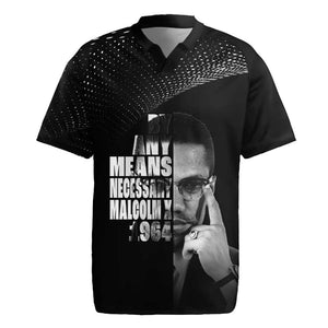 African America Heroes Malcolm X Rugby Jersey By Any Means Necessary - African Pride