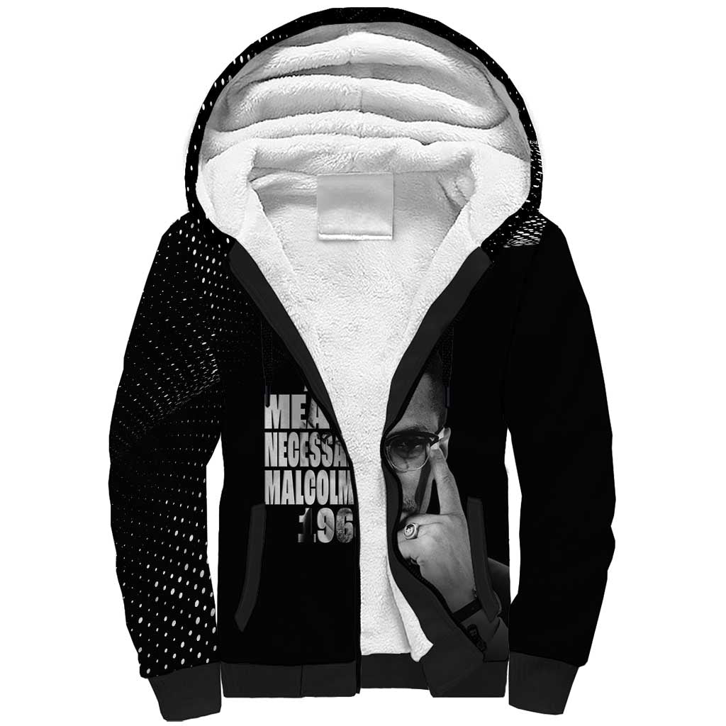 African America Heroes Malcolm X Sherpa Hoodie By Any Means Necessary - African Pride