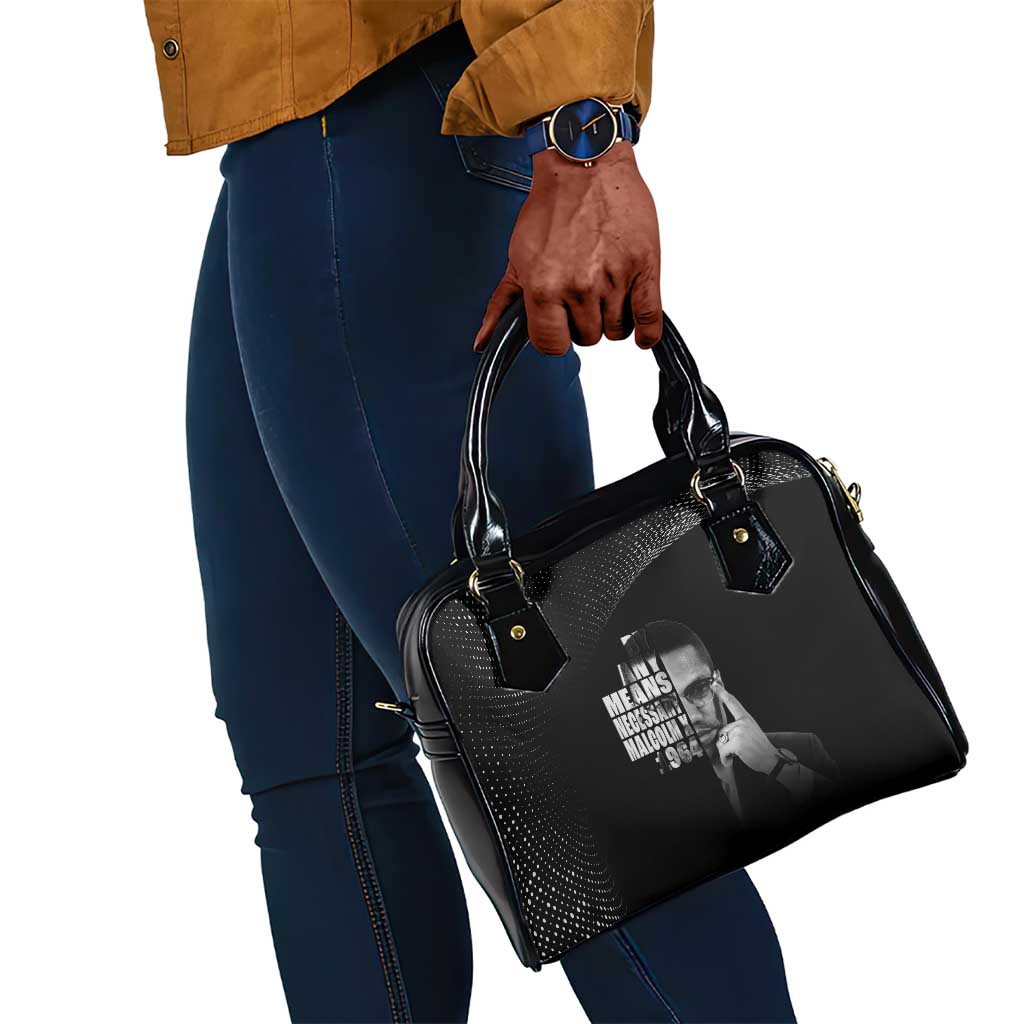African America Heroes Malcolm X Shoulder Handbag By Any Means Necessary - African Pride