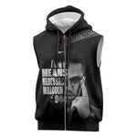 African America Heroes Malcolm X Sleeveless Zip Hoodie By Any Means Necessary - African Pride
