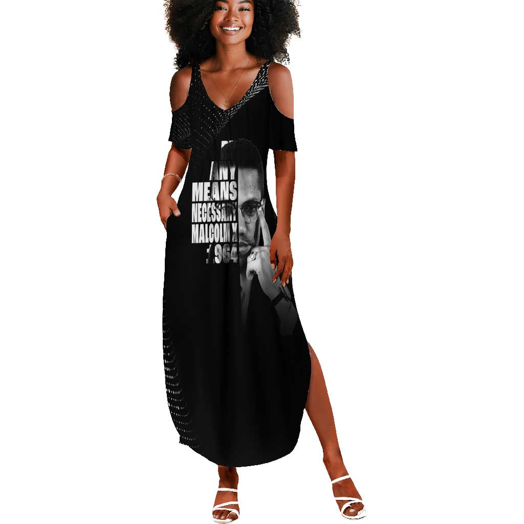 African America Heroes Malcolm X Summer Maxi Dress By Any Means Necessary - African Pride