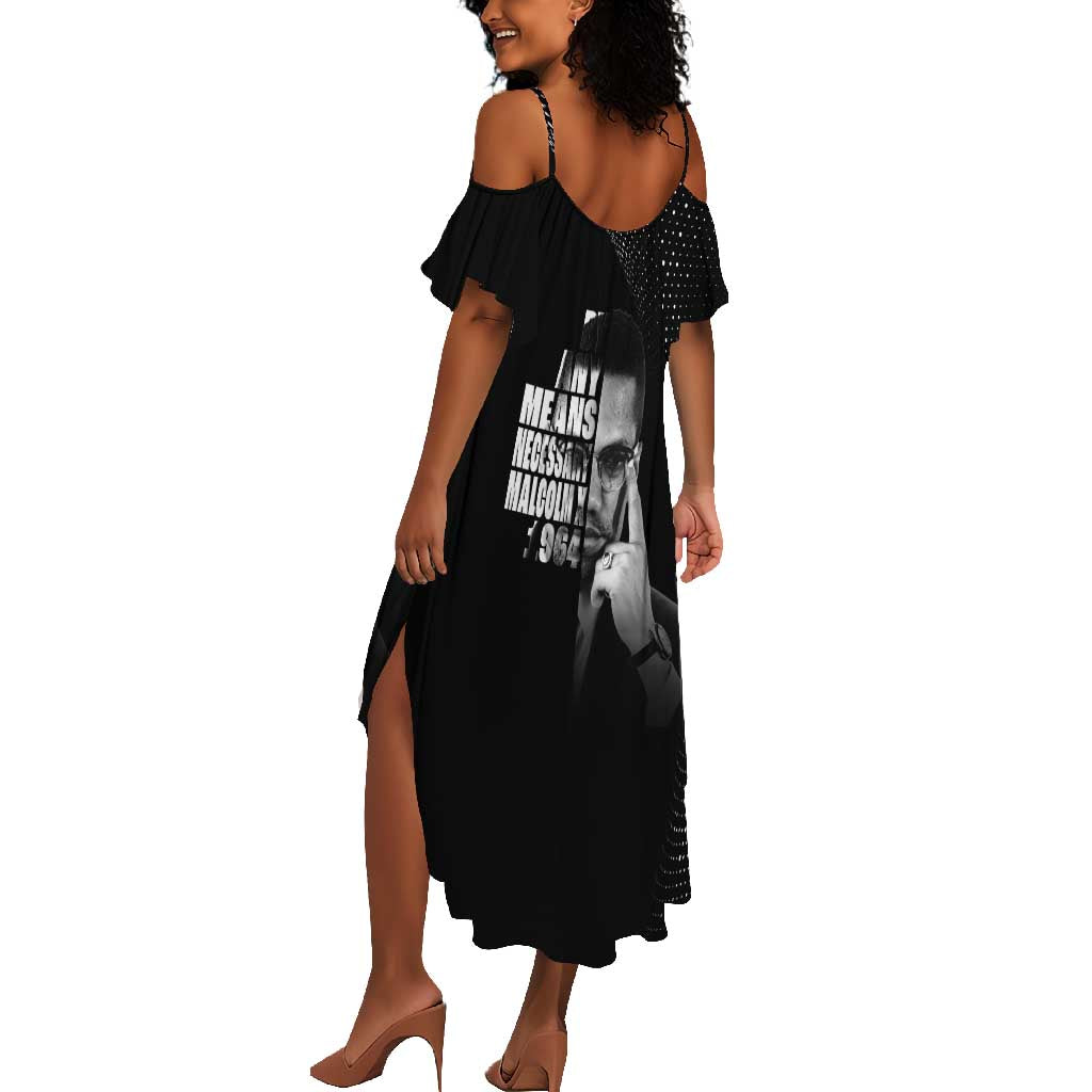 African America Heroes Malcolm X Summer Maxi Dress By Any Means Necessary - African Pride