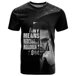 African America Heroes Malcolm X T shirt By Any Means Necessary - African Pride