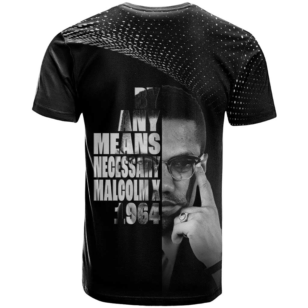 African America Heroes Malcolm X T shirt By Any Means Necessary - African Pride