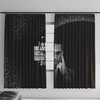 African America Heroes Malcolm X Window Curtain By Any Means Necessary - African Pride