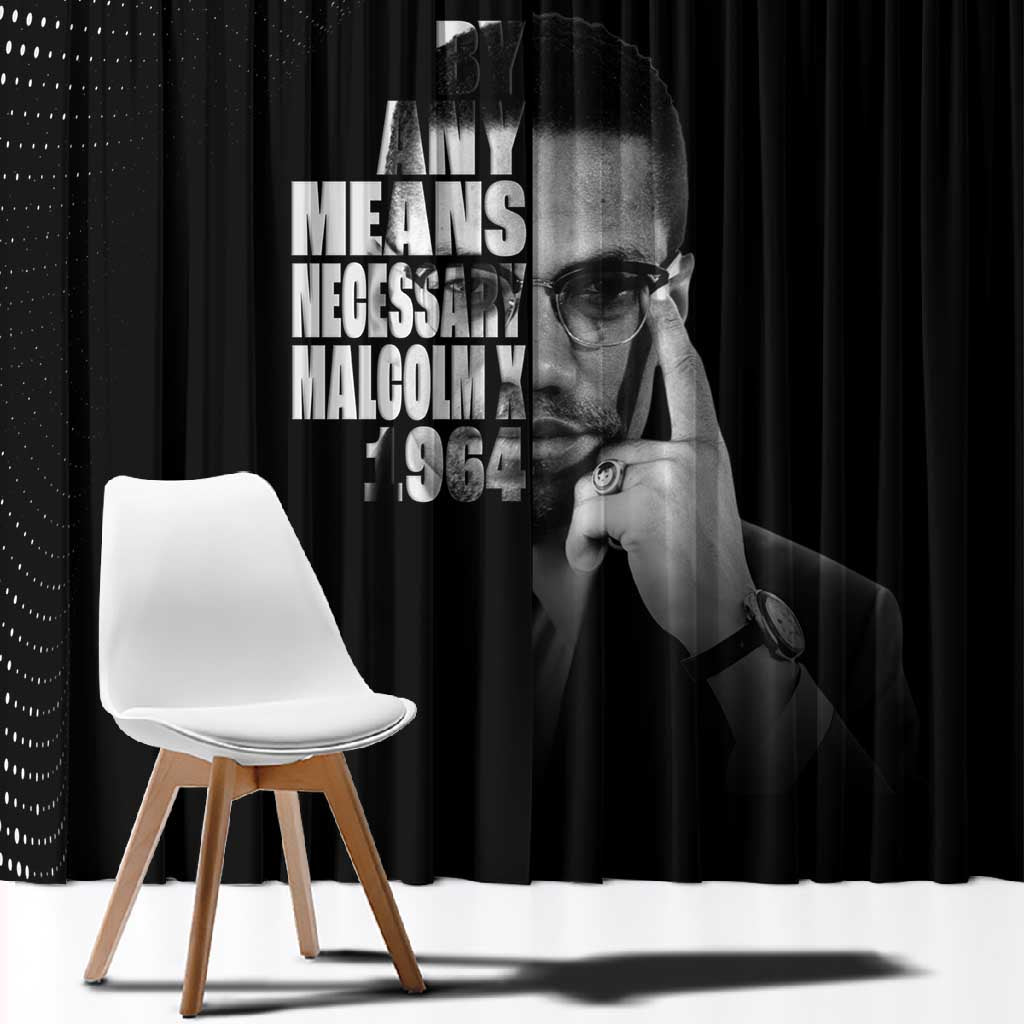 African America Heroes Malcolm X Window Curtain By Any Means Necessary - African Pride