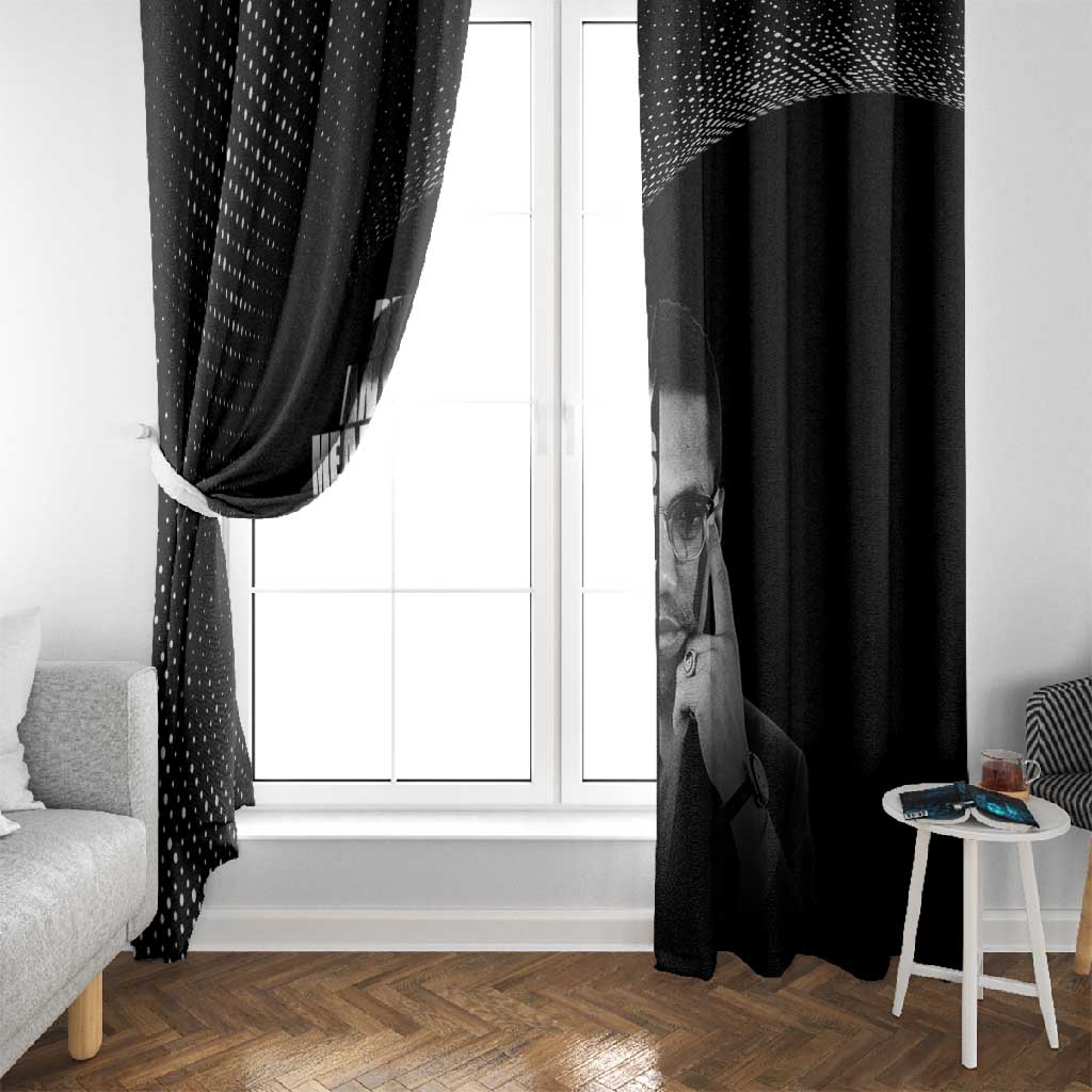 African America Heroes Malcolm X Window Curtain By Any Means Necessary - African Pride